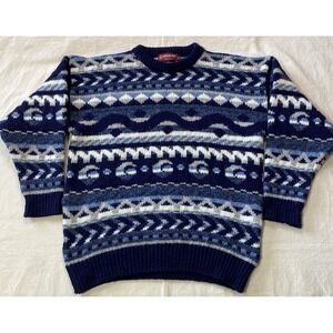 Vintage Pitlochry Wool Knit Crewneck Sweater Size L Fair Isle